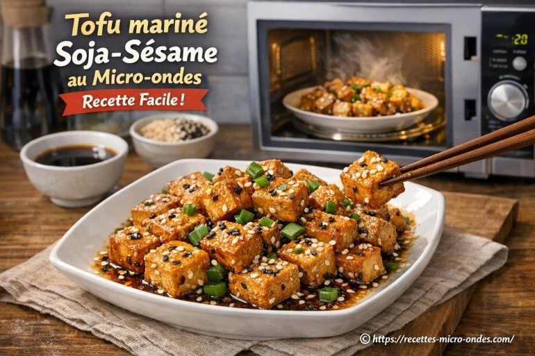 Tofu mariné soja-sésame au micro-ondes : recette facile et rapide