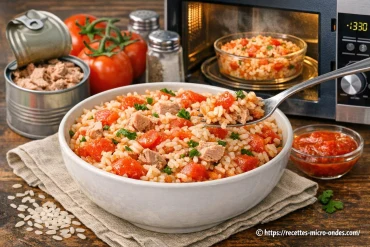 Riz au thon et tomate au micro-ondes : recette équilibrée rapide et savoureuse