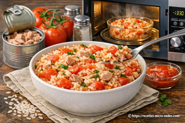 Riz au thon et tomate au micro-ondes : recette équilibrée rapide et savoureuse