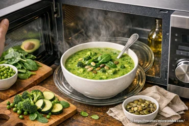 Soupe de légumes verts au micro-ondes : recette saine et rapide