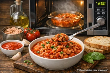 Thon à la sauce tomate rapide au micro-ondes : recette express facile et savoureuse
