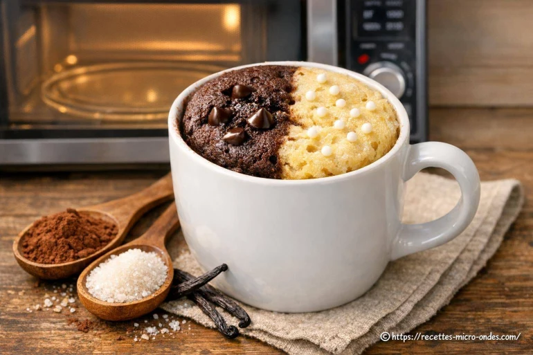 Gâteau cacao et vanille au micro-ondes : recette rapide et savoureuse
