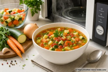 Soupe de légumes express au micro-ondes : recette facile et rapide