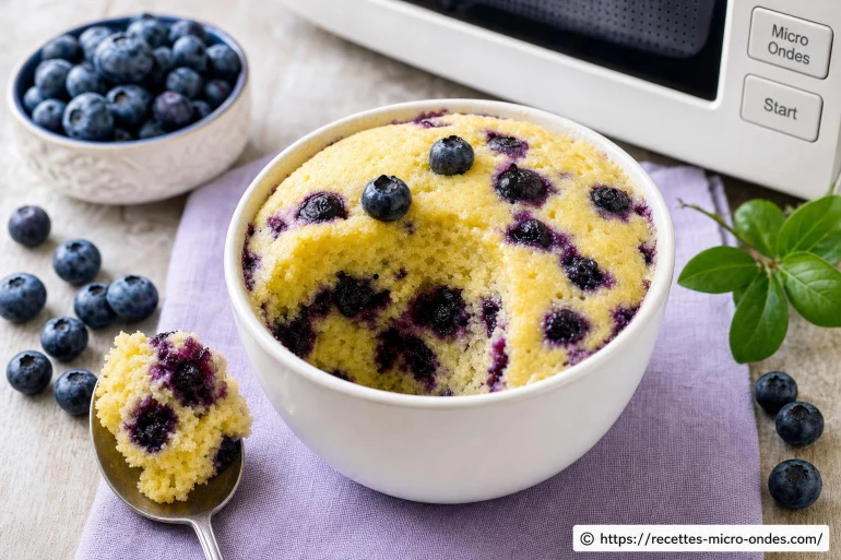 Gâteau aux myrtilles au micro-ondes : recette fruitée rapide et moelleuse