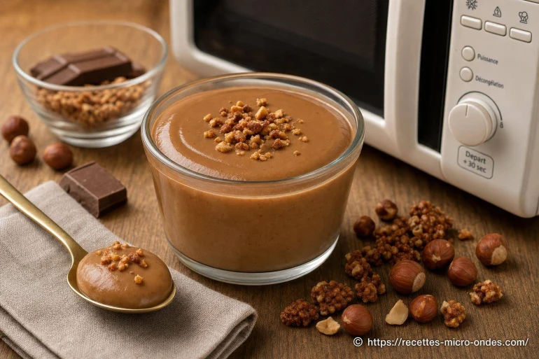 Crème dessert au praliné au micro-ondes : recette gourmande et rapide