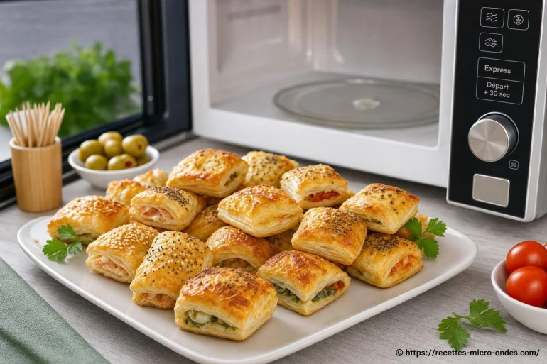 Feuilletés apéritifs express au micro-ondes : recette rapide